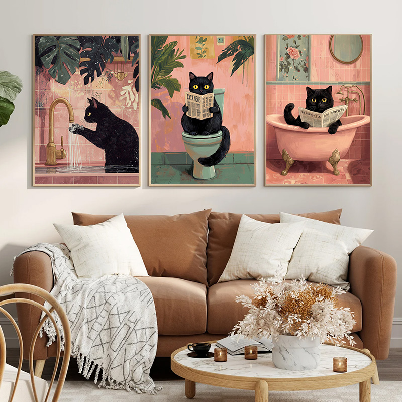 Resin Art And Deco - لوحة جدارية فنية مضحكة لقط أسود