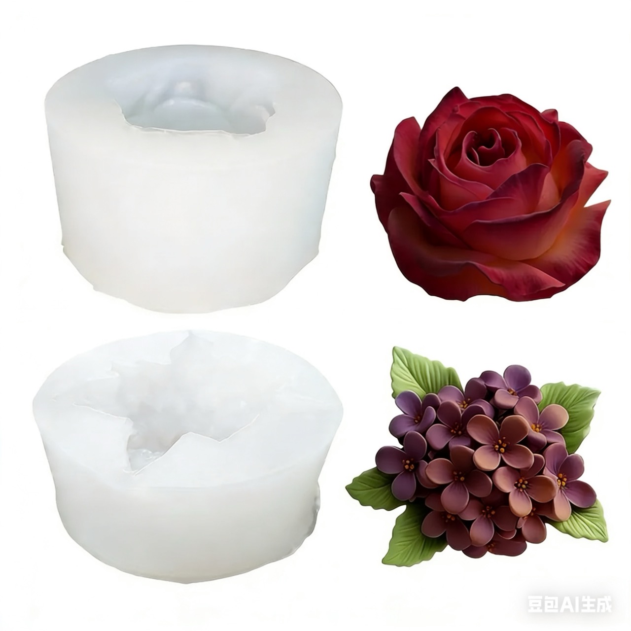 Resin Art Of Rose - قطعتان من قوالب السيليكون لزهرة الورد